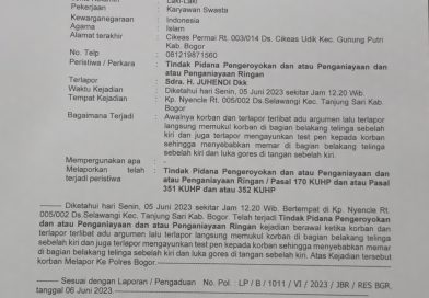 Korban Dugaan Pengeroyokan dan Penganiayaan Oleh Oknum Kades Lapor Ke Mapolres Bogor